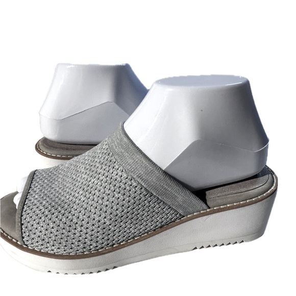 Eileen Fisher | Women's Grey Telly Stretch Knit Slip-On Wedge Heel Sandals Sz 6 - Picture 5 of 16